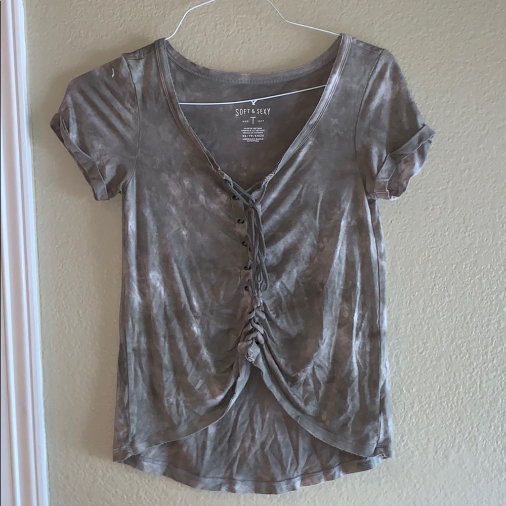 Grey/green American Eagle top